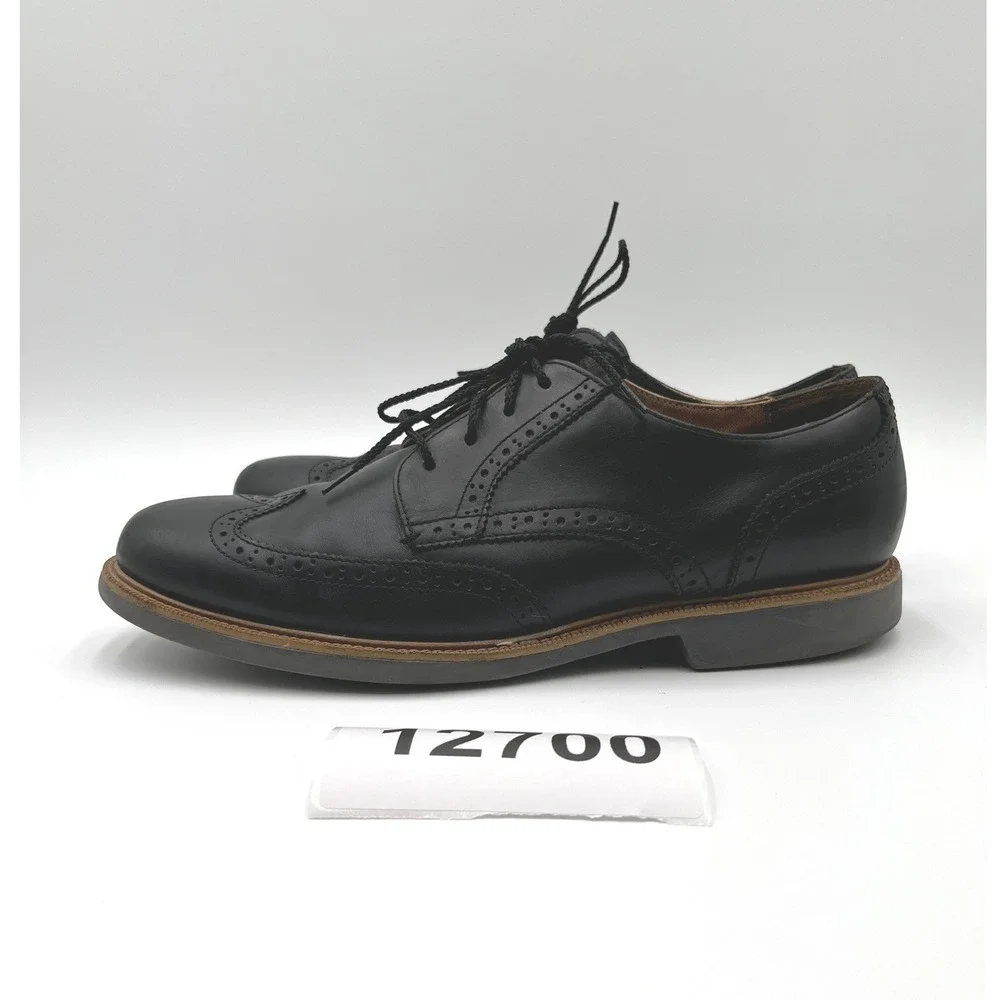 Cole Haan Wingtip Oxford Mens 9.5 Black Excellent Leather Brogue Dress Shoes